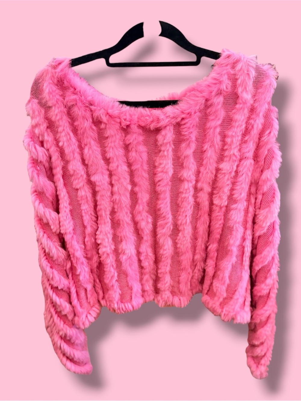 Cozy Pink Fuzzy Women's Sweater #37